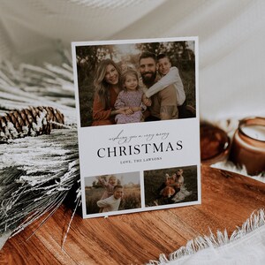 Moderne kerstkaartsjabloon | Ik wens je een heel fijn kerstfeest | Familiekerstkaart | Afdrukbare kerstkaart | Kerstkaart met foto
