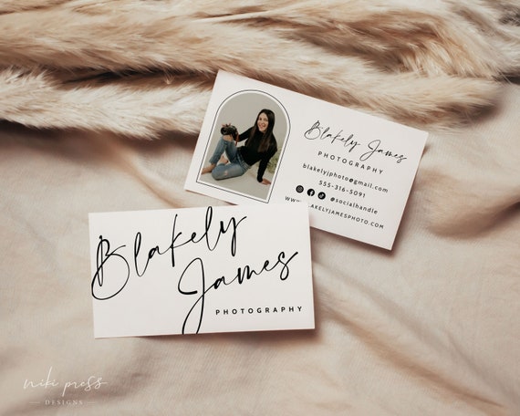 Arch Photo Business Card Template, Simple Clean Business Card, Modern Boho Business Card, Photographer Business Card, Business Card Design