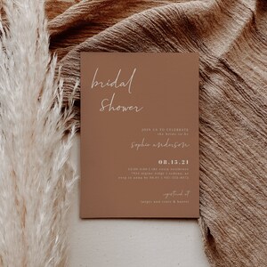 Rust Bridal Shower Invitation Template — Earthy Desert Bridal Shower Invitation — Editable Wedding Shower Invitation Instant Download