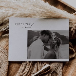 Minimalist Modern Wedding Thank You Card Template Printable Wedding Thank You Card with Photo Editable Thank You Card OLIVIA image 2