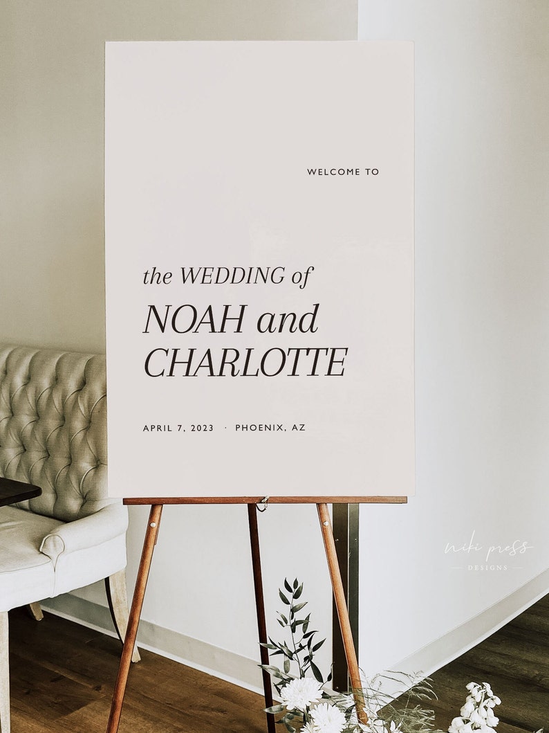 Modern Wedding Welcome Sign Template | Minimalist Wedding Welcome Sign ...