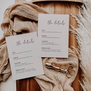 de Carte de mariage Détails du mariage | Insertion de carte de visite de mariage modifiable | imprimable Détails du mariage | Faire-part de mariage minimaliste | SAULE image 2