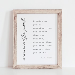 Winnie the Pooh Wall Art Template — You Are Braver Than You Believe — Minimalist Wall Art Printable — Literary Print for Nursery