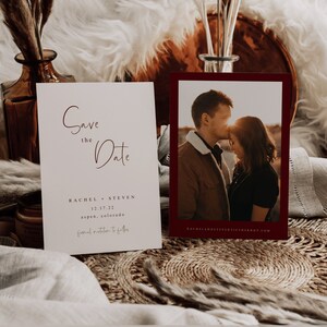 Paquete de plantillas de boda en tonos joya / Paquete de suite de boda con ambiente sofisticado / Colección de invitaciones de boda color granate / Conjunto de paquetes de boda modernos imprimibles imagen 3