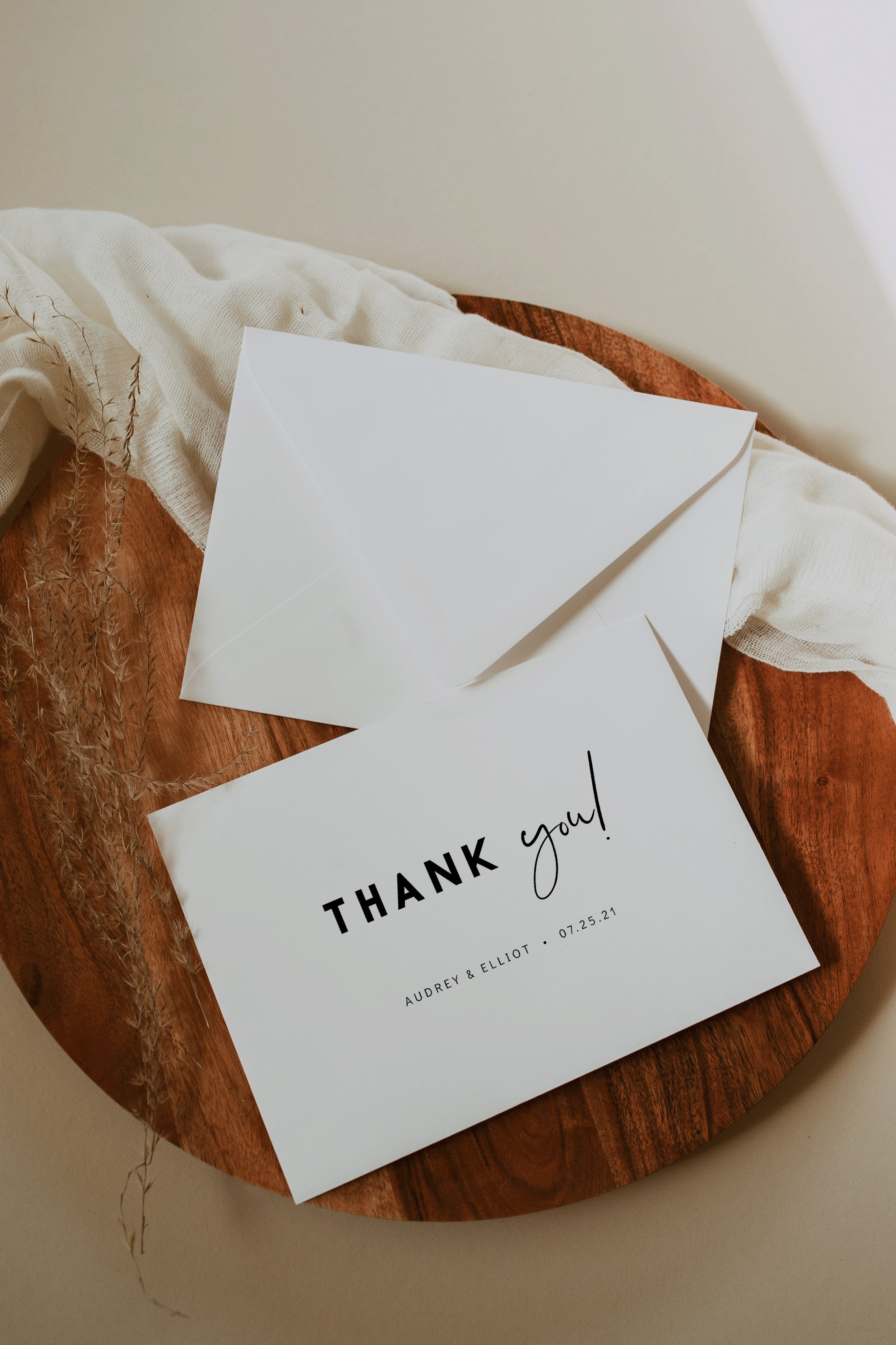 Modern Wedding Thank You Card Template — Printable Minimalist Wedding ...