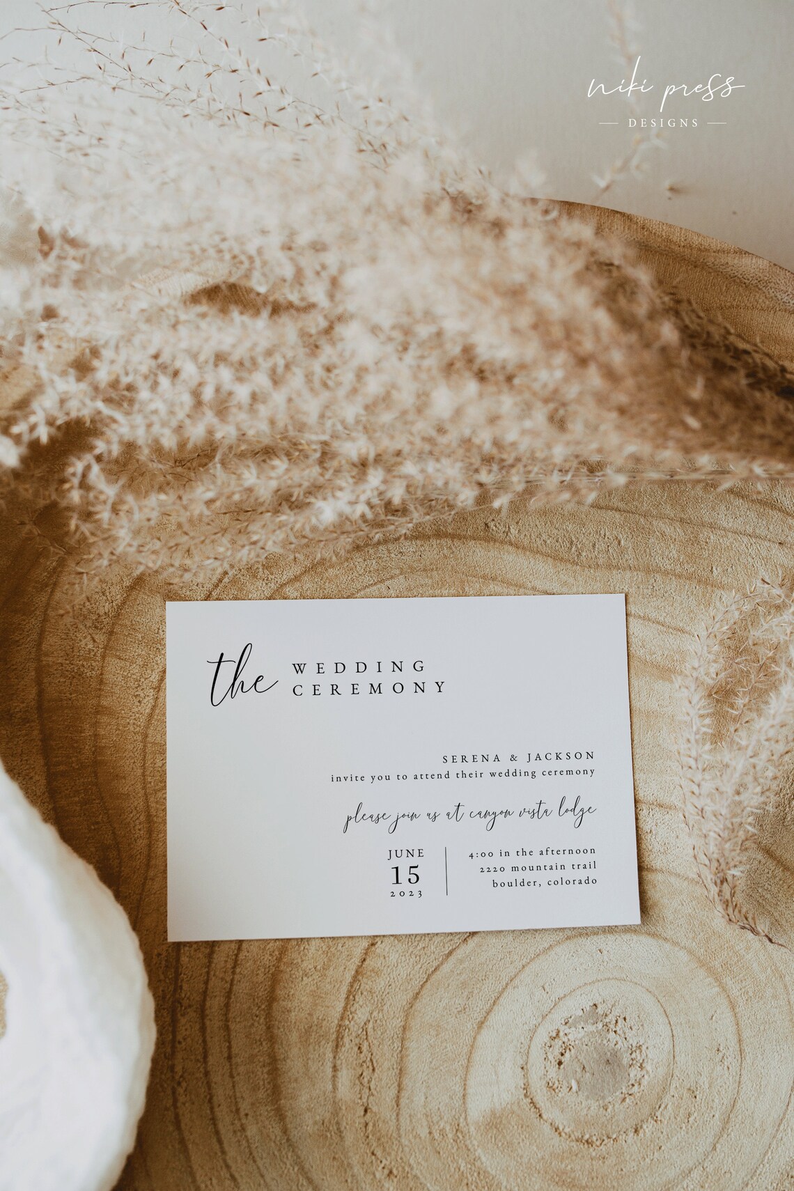 Minimalist Wedding Ceremony Insert Card Template | Printable Wedding