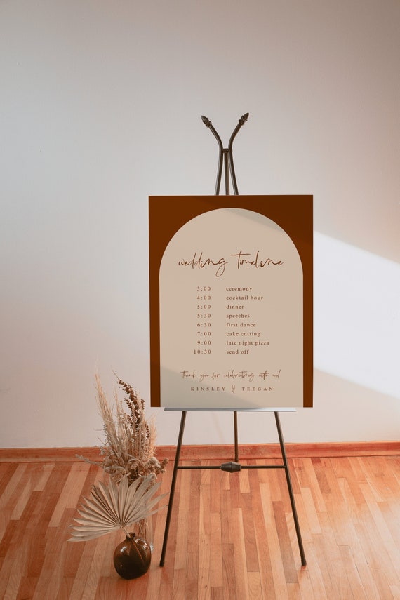 Arched Terracotta Order of Events Sign Template — Wedding Order of Events Sign — Wedding Timeline — Wedding Itinerary — Arch Wedding Sign