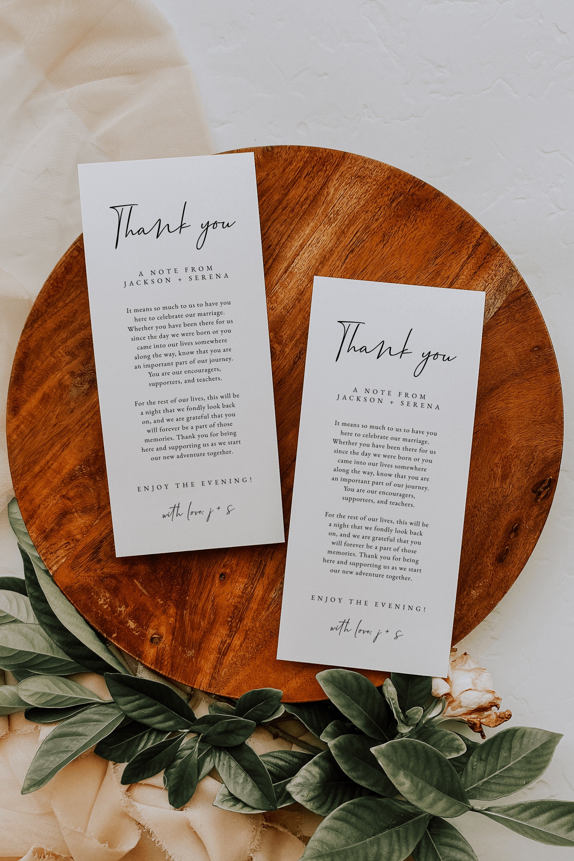 Wedding Table Thank You Card Template | Modern Thank You Note ...