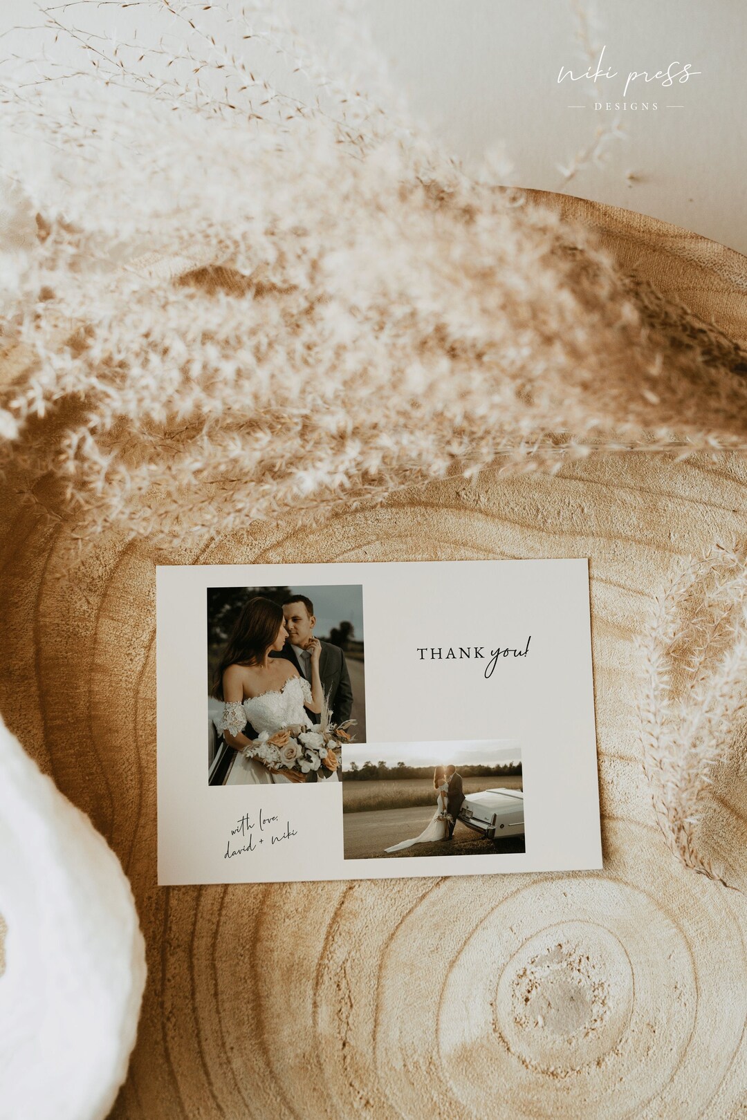Modern Wedding Thank You Card Template — Printable Minimalist Wedding ...