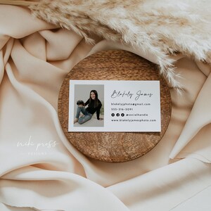 Modern Photo Business Card Template, Simple Clean Business Card, Small Business Card, Photography Business Card, Business Card Design image 4