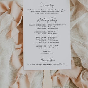 Wedding Program Fan Template Wedding Fan Program Timeline Wedding Timeline Fan Printable Wedding Program Modern Wedding Program, EVA image 4