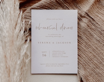 Jewel Tone Wedding Rehearsal Dinner Invitation Template — Minimalist Wedding Rehearsal Invite — Editable Rehearsal Dinner Invite Download