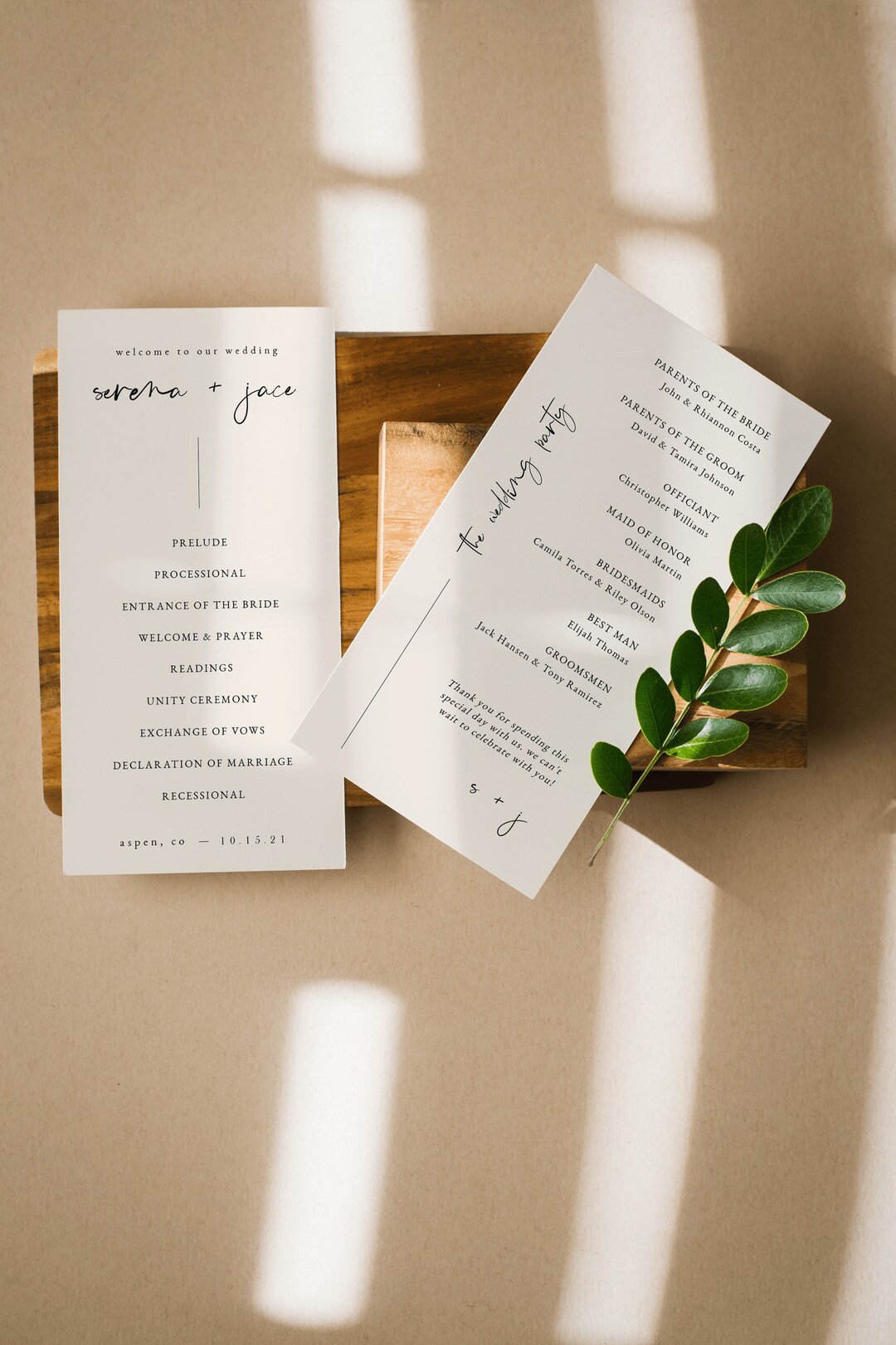 Minimalist Boho Wedding Program Template — Bohemian Wedding Ceremony ...