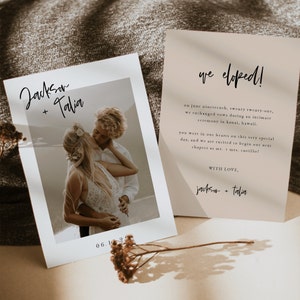 Minimalist Boho Elopement Announcement Template | Printable We Eloped Card | Editable Wedding Reception Invitation | Elopement Announcement image 3