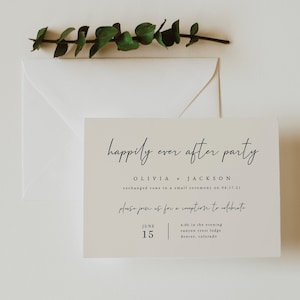 Happily Ever After Party Invitation Template Printable Elopement Reception Invitation Minimalist Boho Wedding Reception Invite image 4