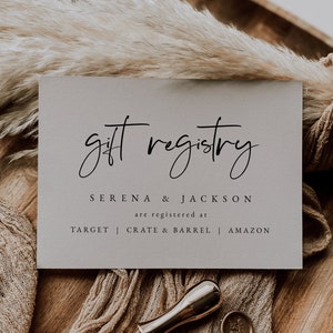 Wedding Registry Insert Card Template — Minimalist Wedding Registry Card — Bridal Shower Registry Card — Editable Gift Registry Card