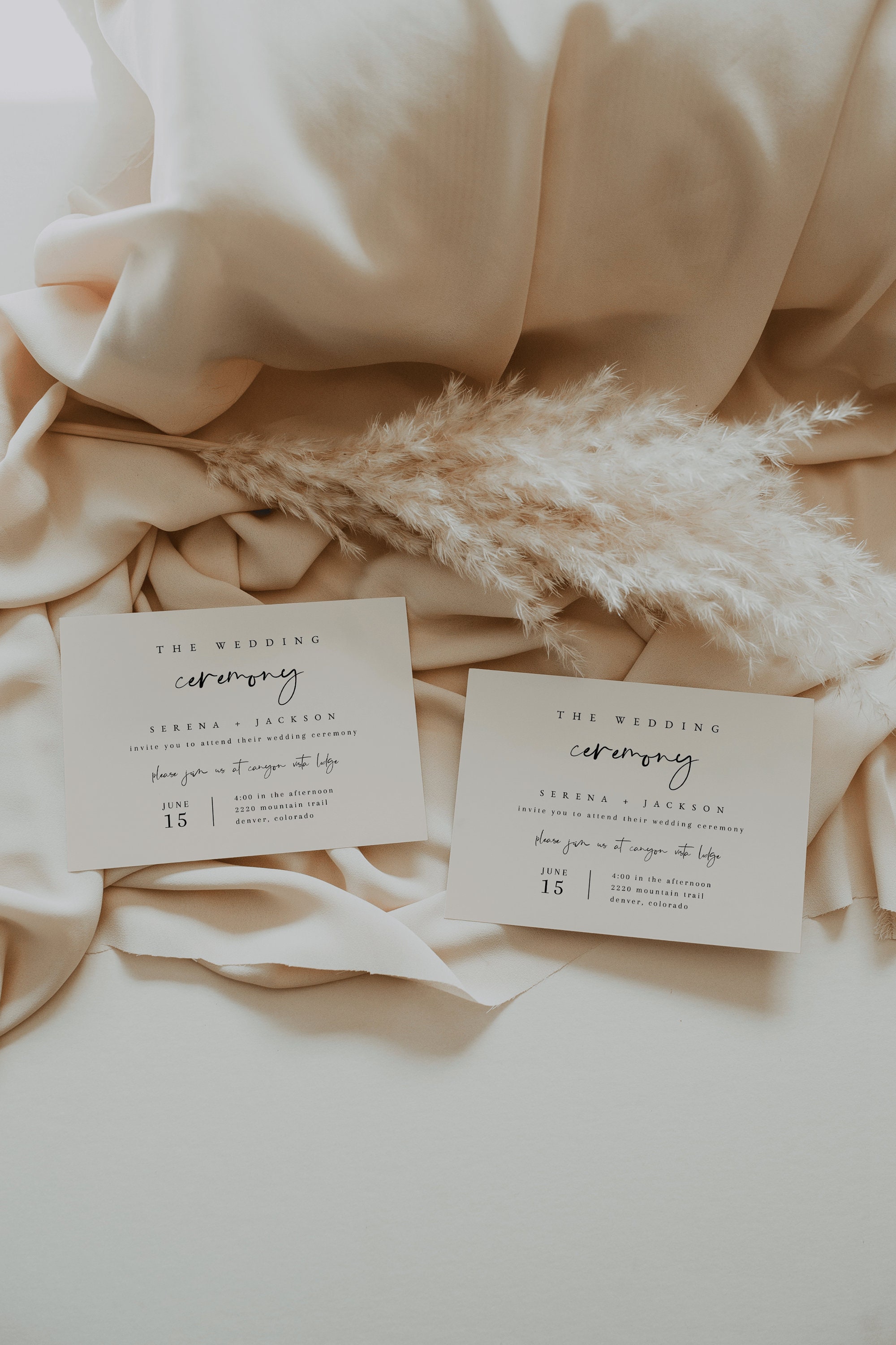 Minimalist Boho Wedding Ceremony Insert Card Template - Etsy