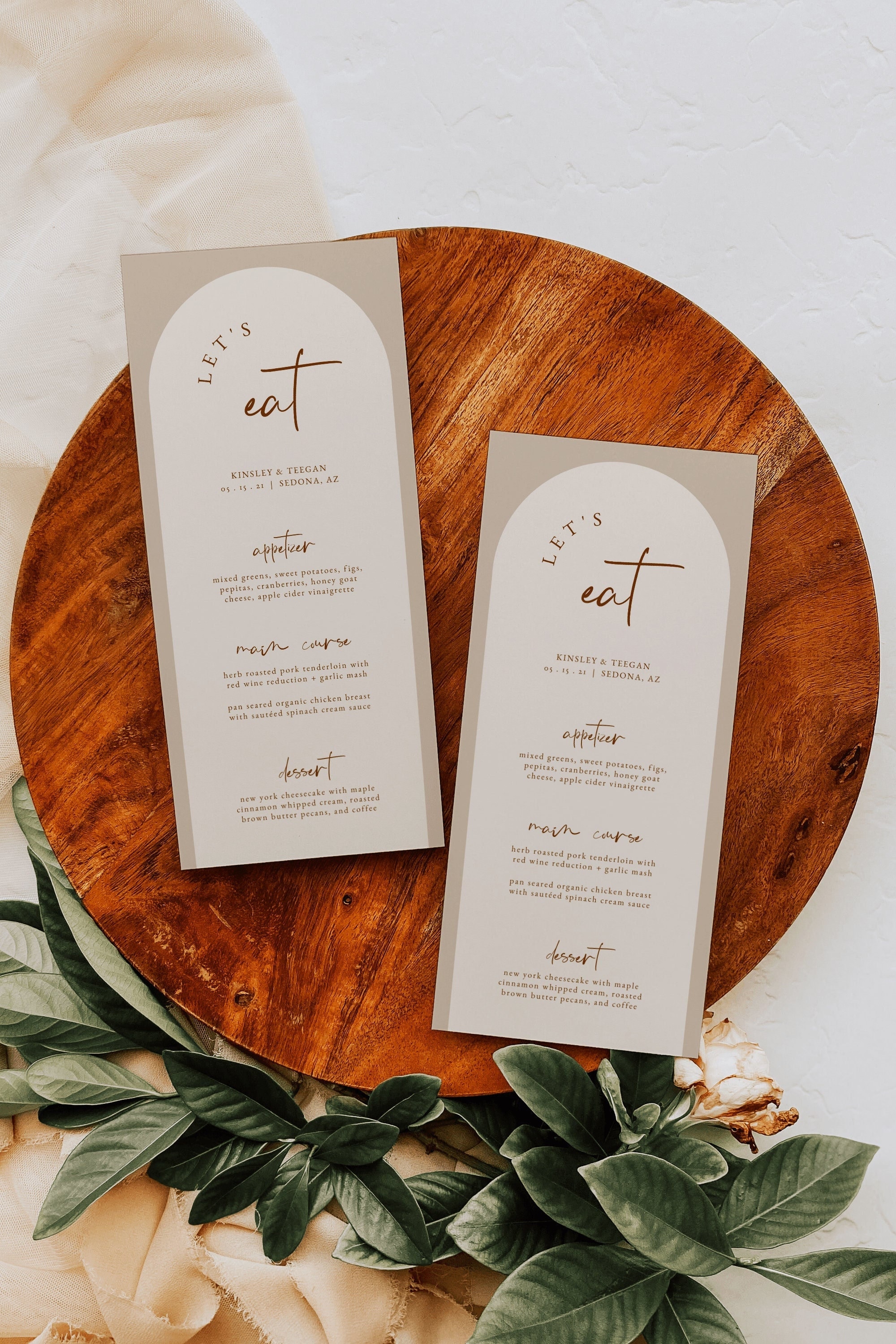 Arched Minimalist Wedding Dinner Menu Template — Boho Wedding Menu ...