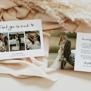 Modern Wedding Thank You Card With Photo Template, Minimalist Wedding ...