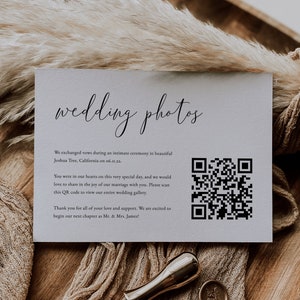 Hochzeit QR-Code Kartenvorlage | Hochzeitsfotos QR-Code Karte | Hochzeit Foto-Galerie-Karte | Bearbeitbare Hochzeitskarte beifügen | WEIDE