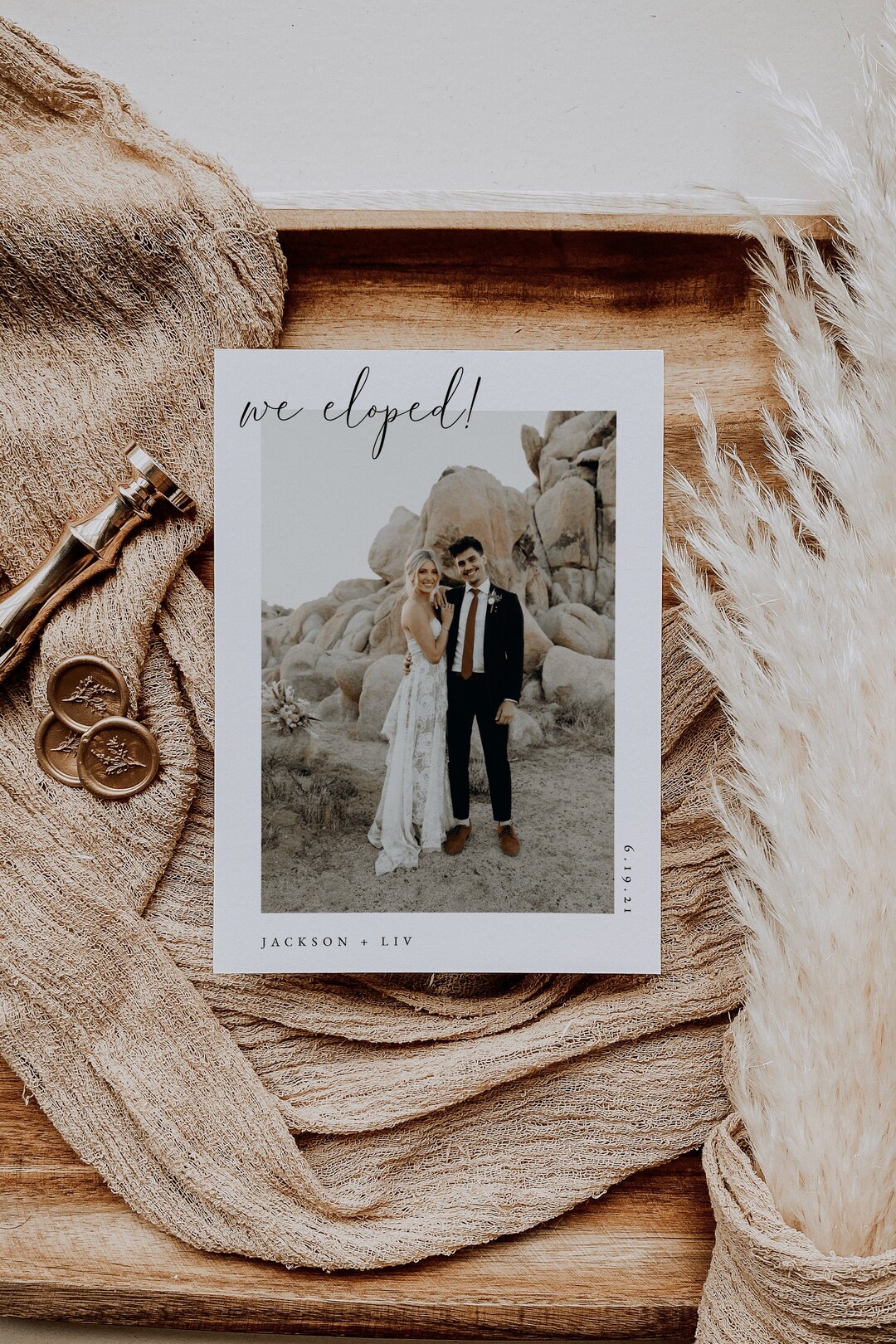 Minimalist Elopement Announcement Template Printable Photo Elopement