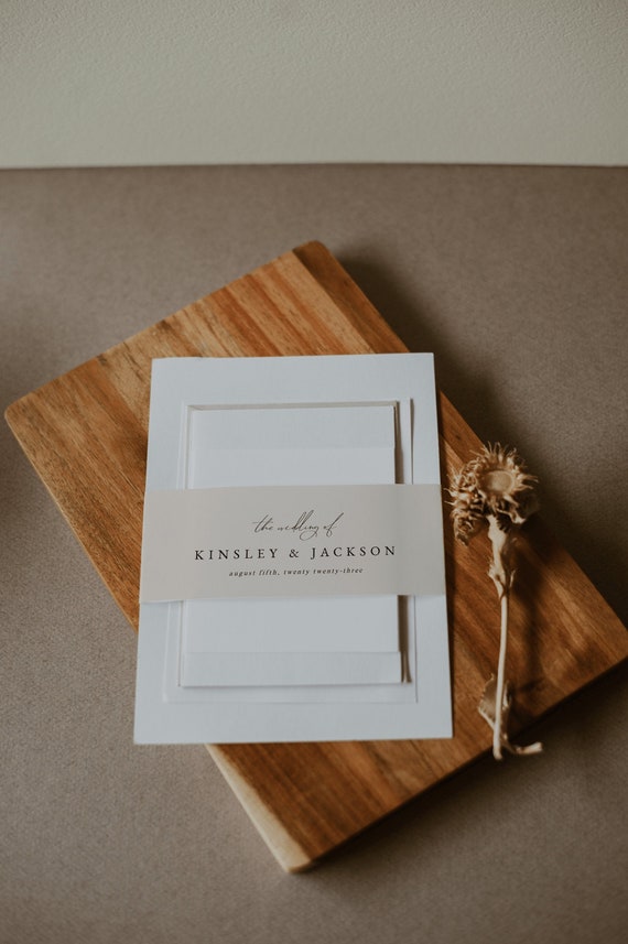 Elegant Minimalist Wedding Invitation Belly Band — Modern Wedding Invitation Set — Editable Band for Wedding Invitation — Printable Band