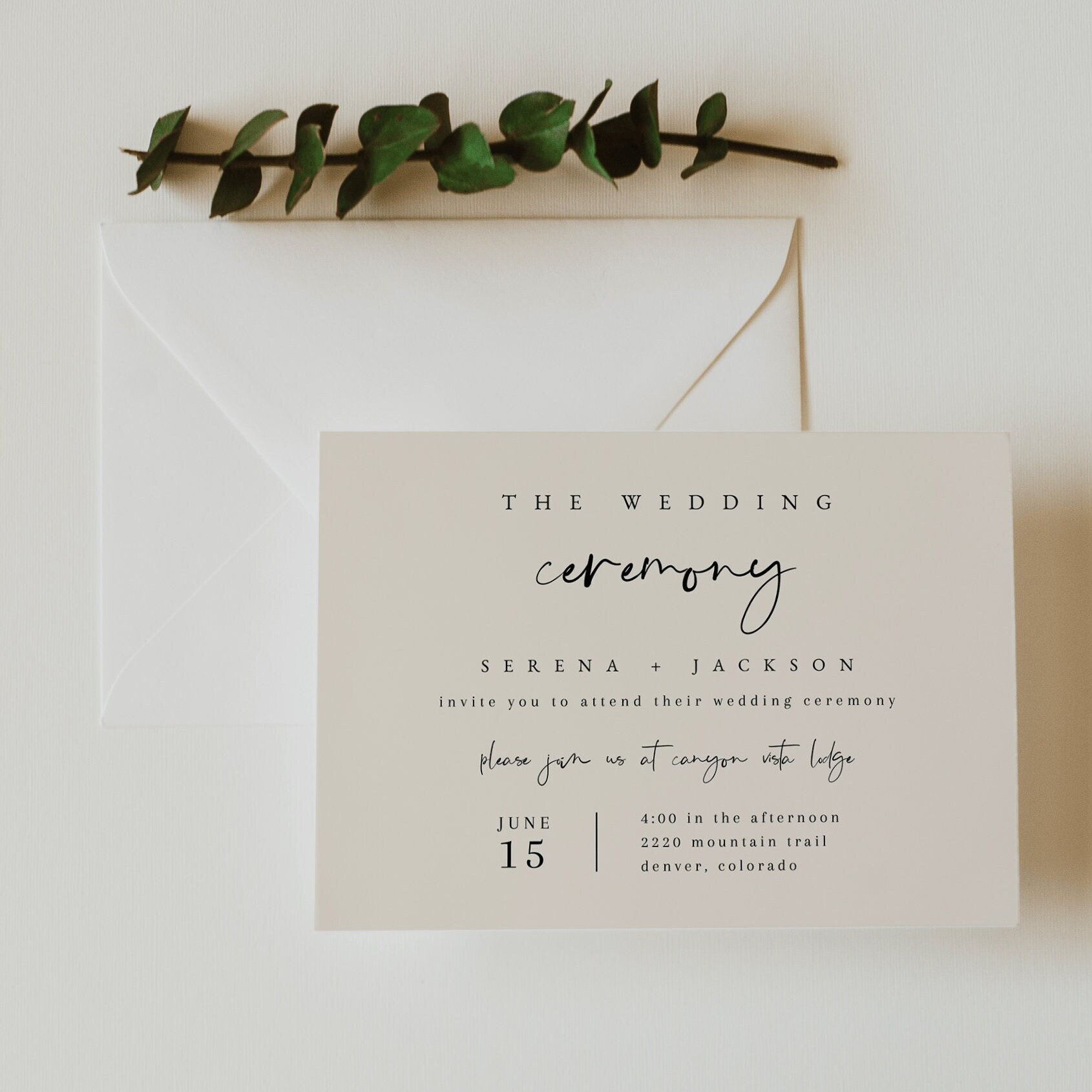 Minimalist Boho Wedding Ceremony Insert Card Template — Printable