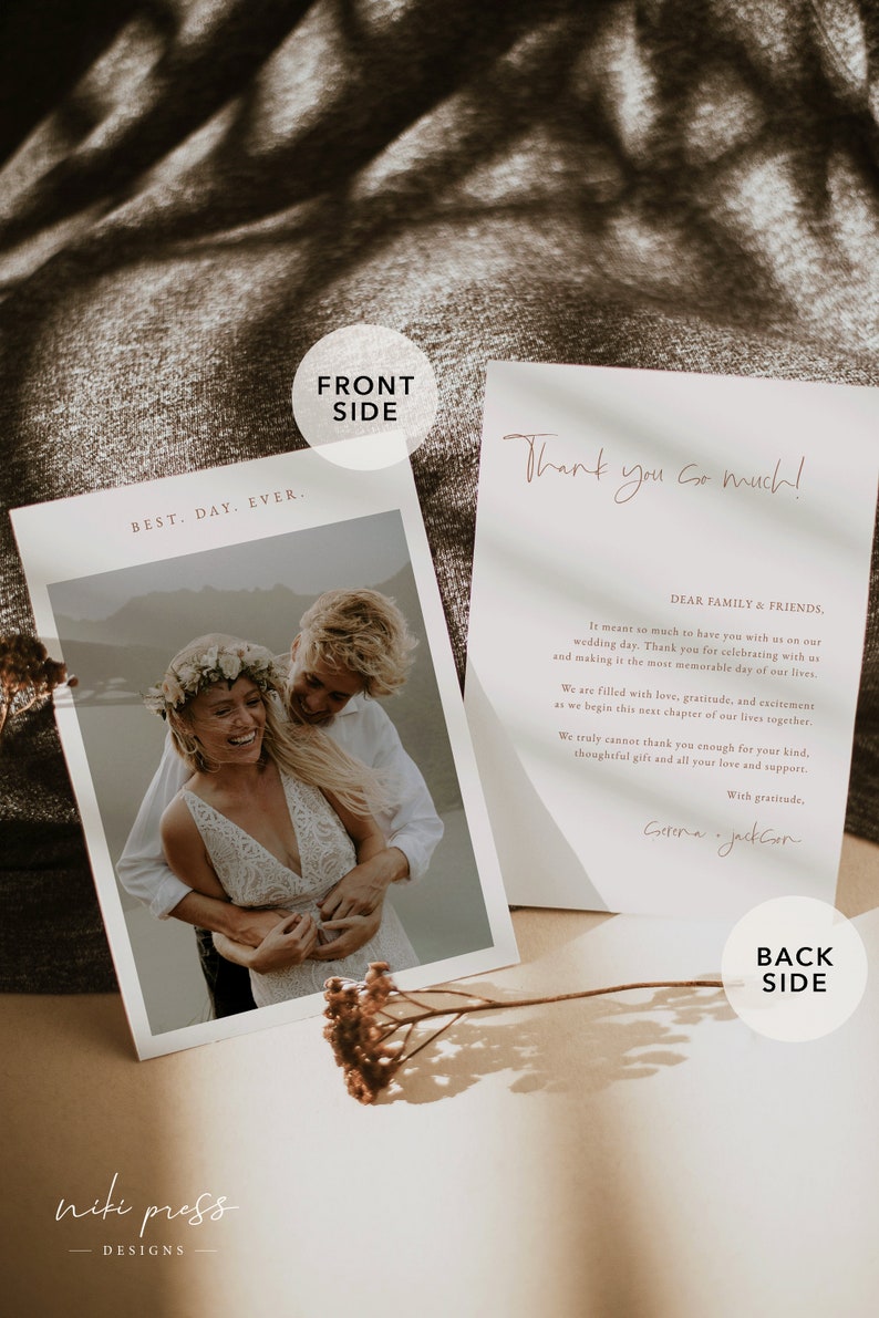 Dusty Terracotta Photo Wedding Thank You Card Template — Best Day Ever ...