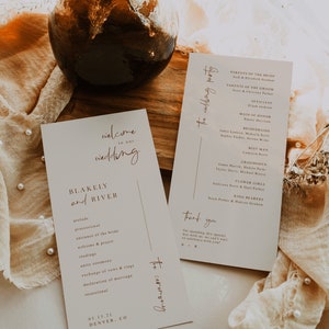 Modern Boho Wedding Program Template — Minimalist Wedding Ceremony ...