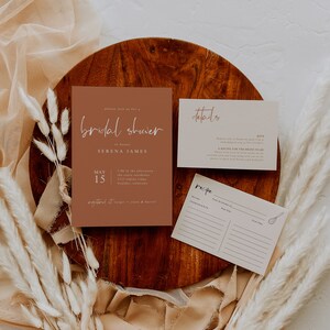 Desert Boho Bridal Shower Invitation with Recipe Card Template | Terracotta Bridal Shower Invitation |  Bridal Shower Recipe Card Insert