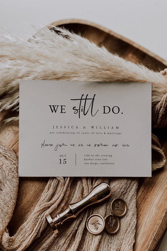 Vow Renewal Invitation Template | We Still Do Invitation | Wedding Anniversary Invitation Printable | Minimalist Vow Renewal Invites