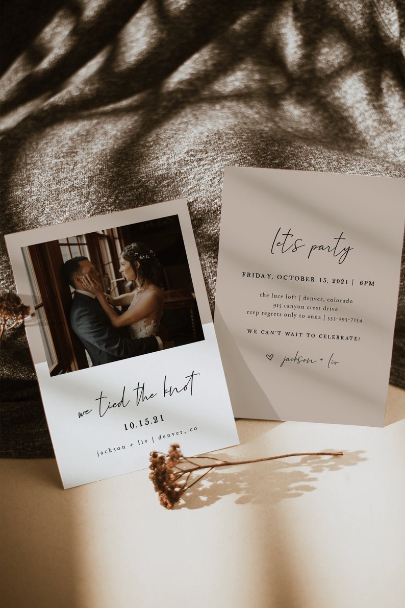 We Tied the Knot Invitation Template Elopement Announcement Etsy
