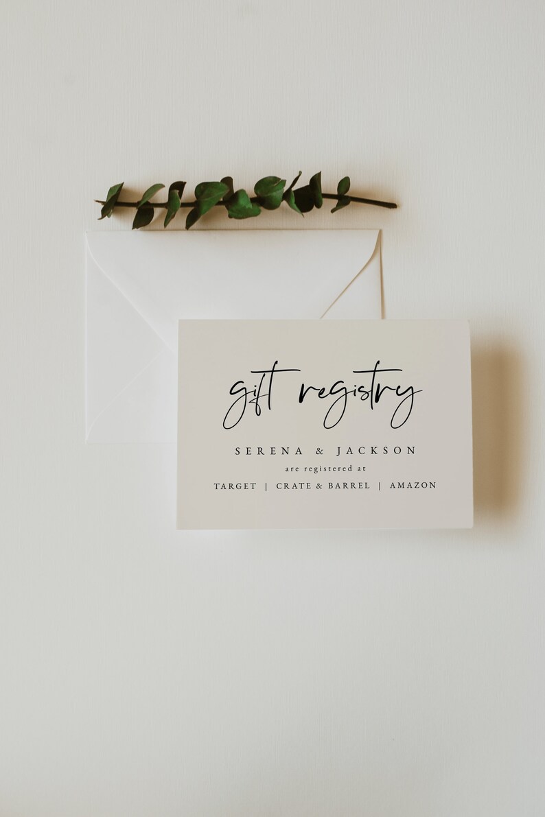 Wedding Registry Insert Card Template Minimalist Wedding Etsy