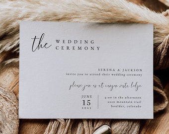 Minimalist Wedding Ceremony Insert Card Template | Printable Wedding Ceremony Invitation | Modern Wedding Insert Card, 5x3.5, 5x7 | WILLOW