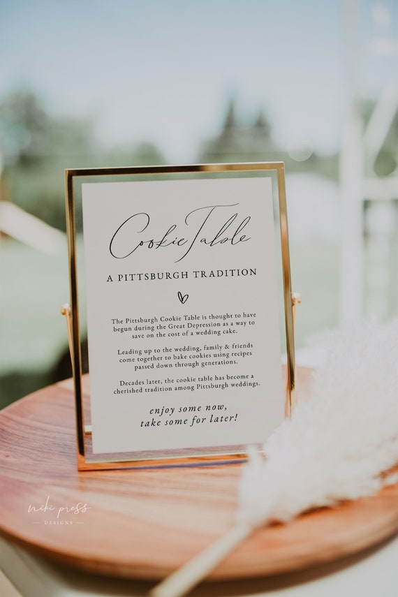 Modern Pittsburgh Cookie Table Sign Template | Wedding Cookie