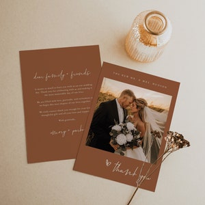 Terracotta Wedding Thank You Card Template Editable Photo Thank You Card Boho Wedding Thank You Card Minimalist Thank You Card image 3