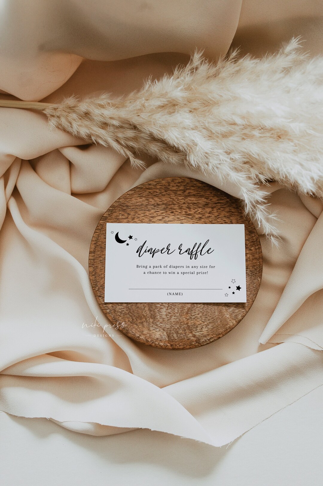 Over the Moon Baby Diaper Raffle Card Template | Diaper Raffle Tickets ...