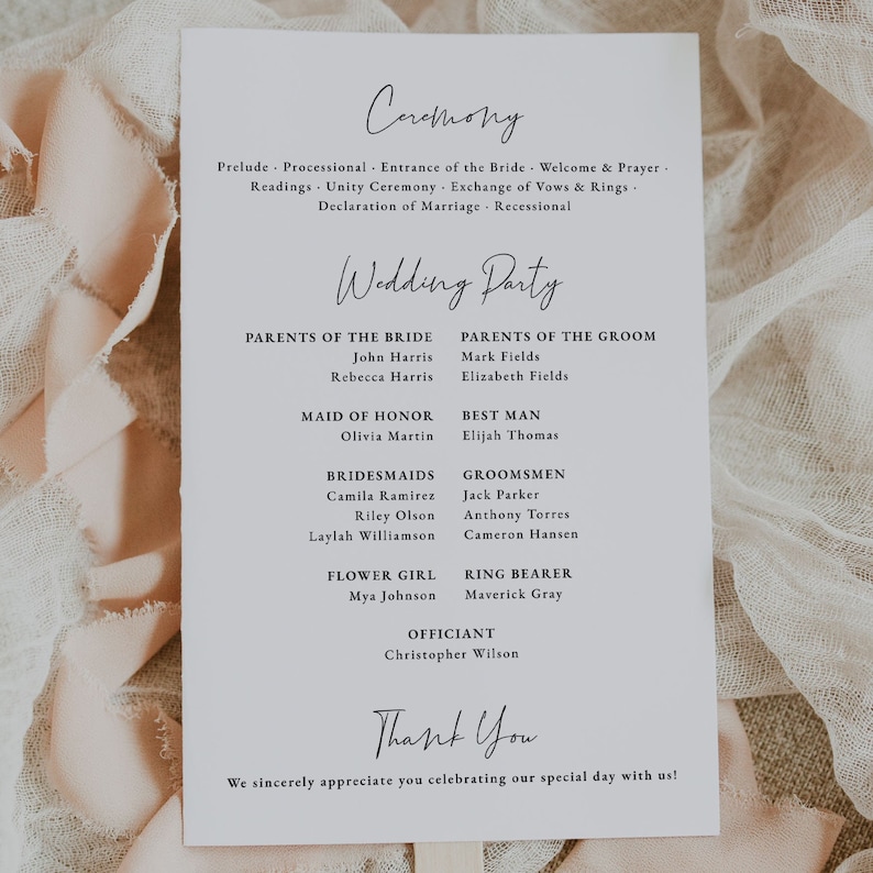 Wedding Program Fan Template Wedding Fan Program Timeline Wedding Timeline Fan Printable Wedding Program Modern Wedding Program, EVA image 5