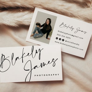 Modern Photo Business Card Template, Simple Clean Business Card, Small Business Card, Photography Business Card, Business Card Design image 5