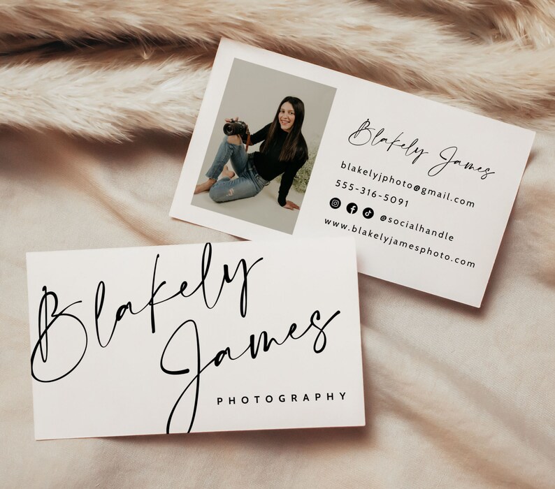 Modern Photo Business Card Template, Simple Clean Business Card, Small Business Card, Photography Business Card, Business Card Design image 5