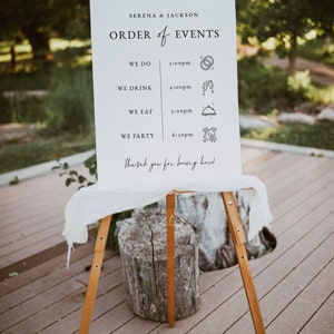 Wedding Order of Events Sign Template, Modern Wedding Welcome Sign, Wedding Timeline Sign, Order of the Day, Ellie Collection image 2