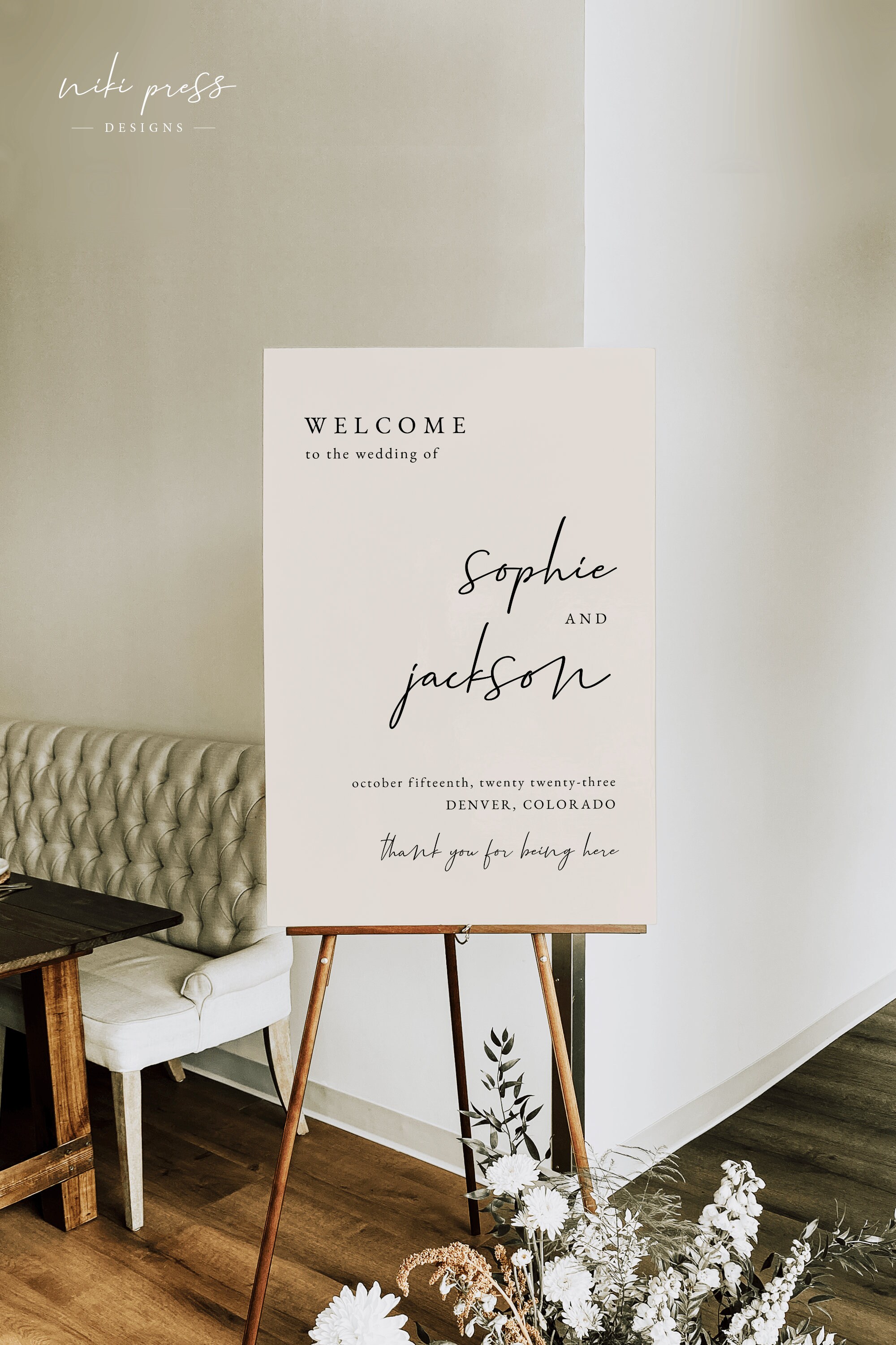 Modern Wedding Welcome Sign Template — Modern Boho Wedding Sign ...