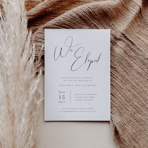 Printable Elopement Reception Invitation — Elopement Announcement —  We Eloped Card — Minimalist Elopement — Wedding Reception Invite