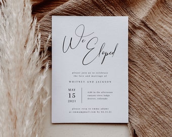 Printable Elopement Reception Invitation — Elopement Announcement —  We Eloped Card — Minimalist Elopement — Wedding Reception Invite