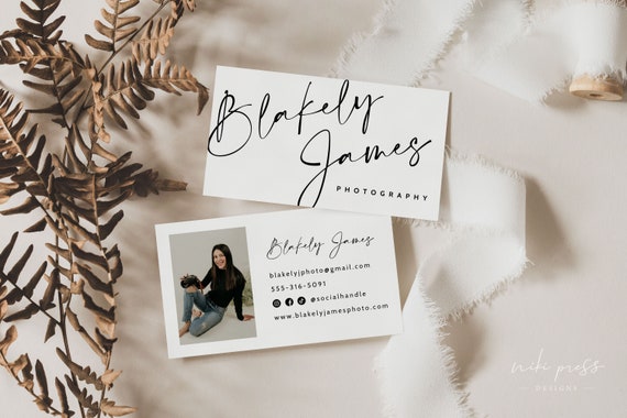Modern Photo Business Card Template, Simple Clean Business Card, Small Business Card, Photography Business Card, Business Card Design