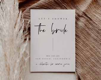 Minimalist Bridal Shower Invitation Template — Boho Bridal Shower Invitation — Editable Wedding Shower Invitation Instant Download