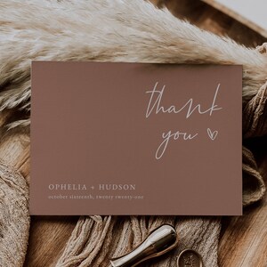 Erdige Mauve Hochzeit Dankeskarte Vorlage — Minimalistische Boho Hochzeit Dankeskarte — A2 Bearbeitbare Dankeskarte — Blush Dankeskarte