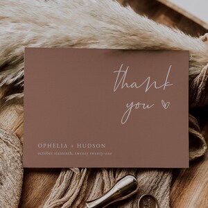 Earthy Mauve Wedding Thank You Card Template — Minimalist Boho Wedding Thank You Card — A2 Editable Thank You Card — Blush Thank You Card