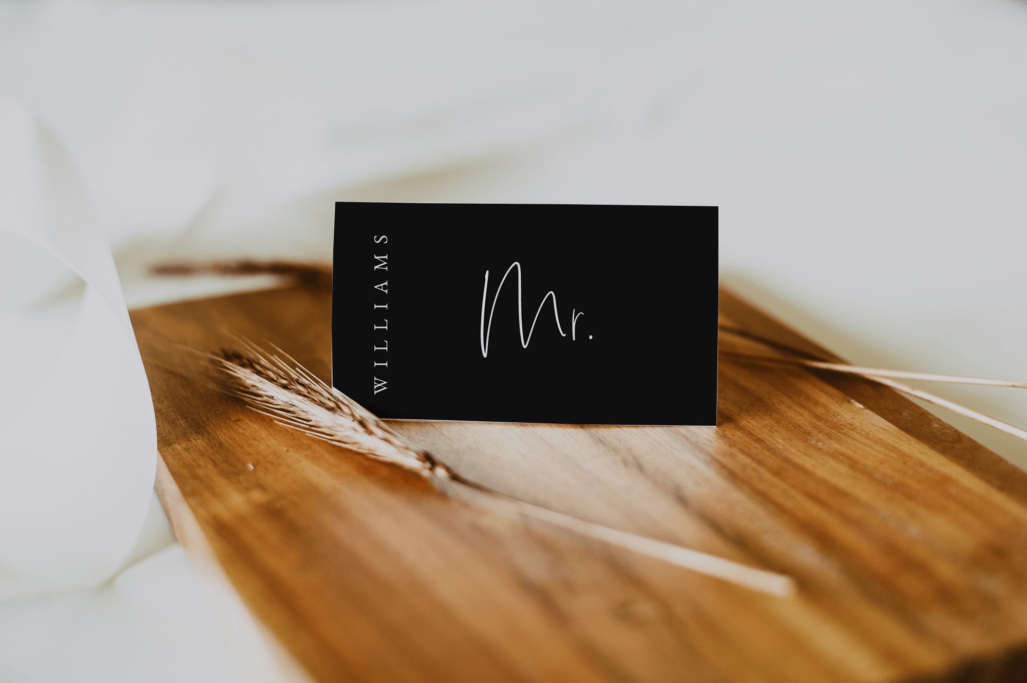 Black Place Card Template Minimalist Wedding Place Cards | Etsy