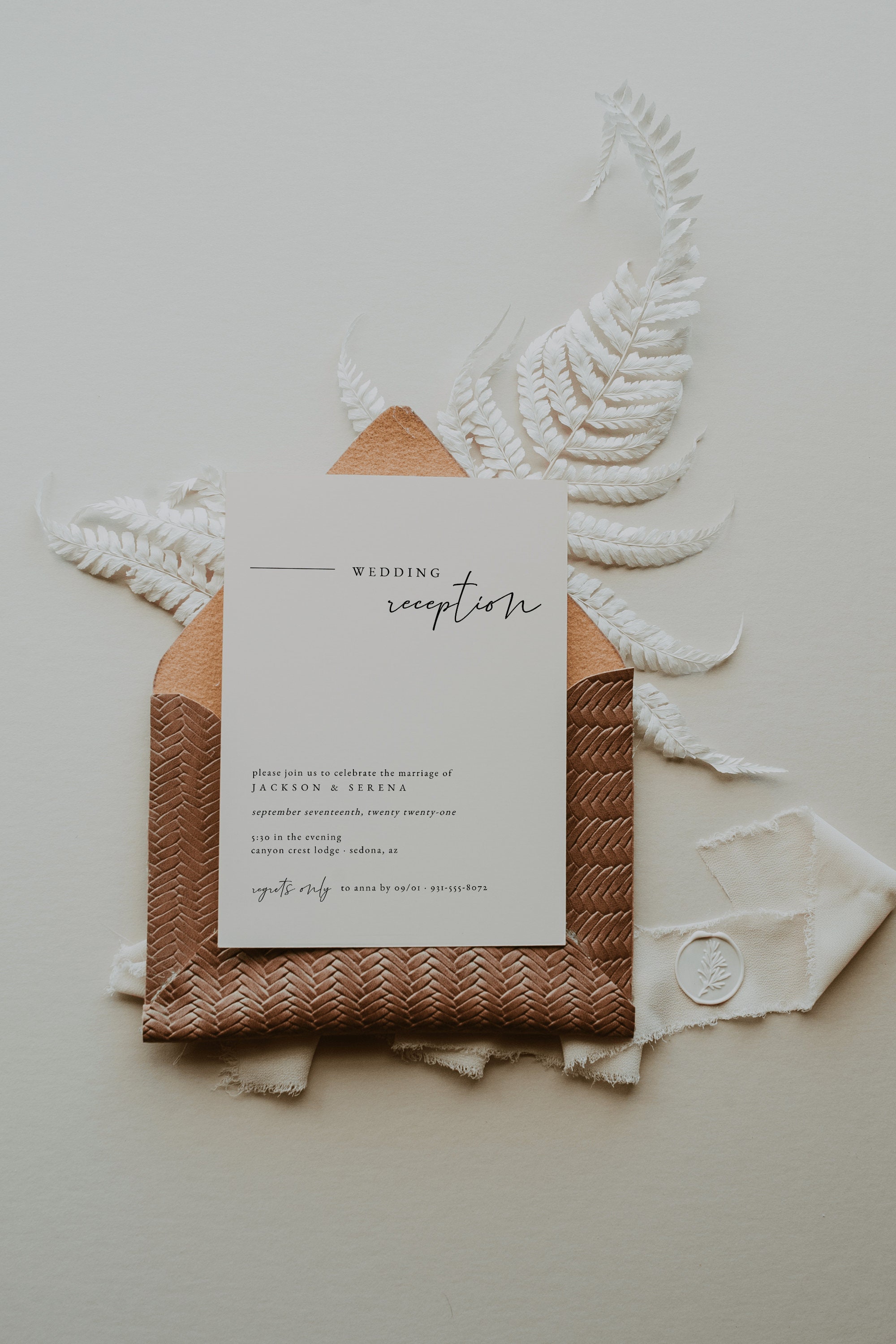 Minimalist Modern Wedding Reception Invitation — Printable Elopement Reception Invitation — Minimalist Wedding Reception Party Invite